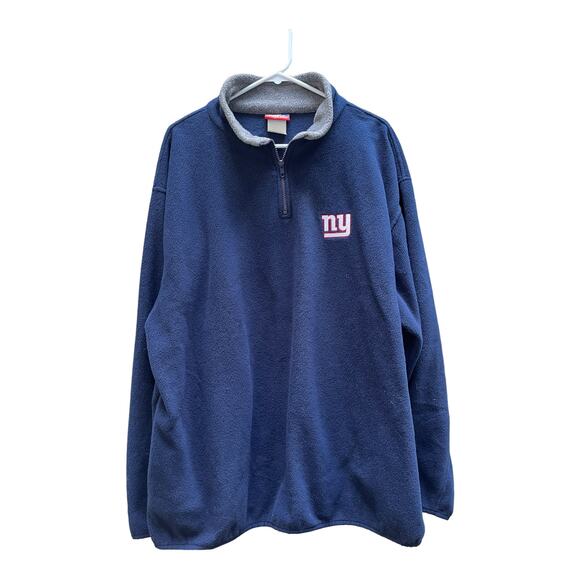 Majestic New York Giants Navy Blue Fleece Quarter Zip Pullover Men's Large - Picture 1 of 6